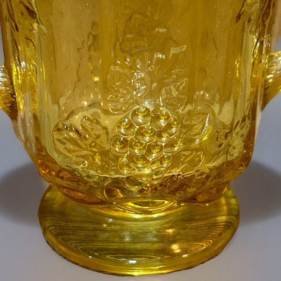 Amber Paneled Grape Design L. G. Wright Glass Sugar Bowl Vintage Tableware - Picture 4 of 7